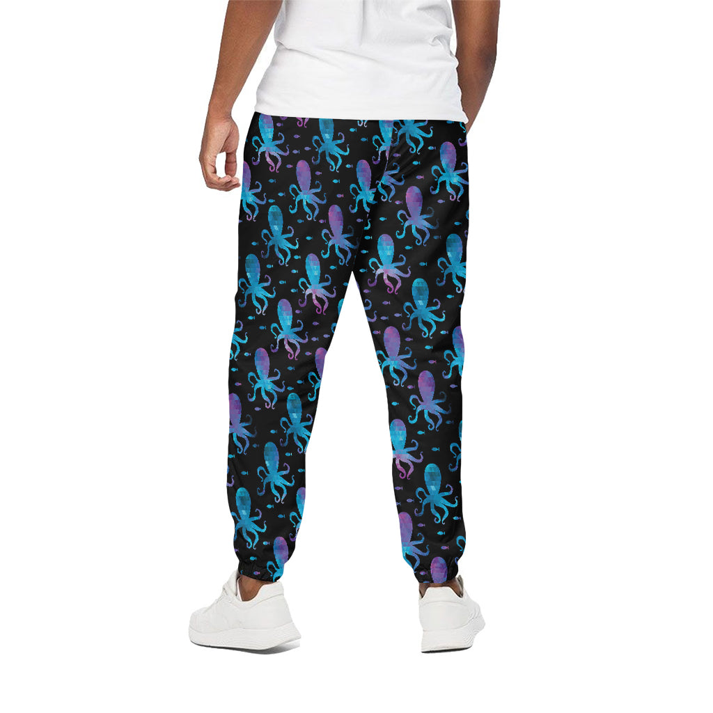 Purple And Teal Octopus Pattern Print Cotton Pants