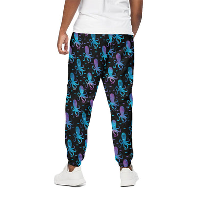 Purple And Teal Octopus Pattern Print Cotton Pants
