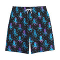 Purple And Teal Octopus Pattern Print Cotton Shorts