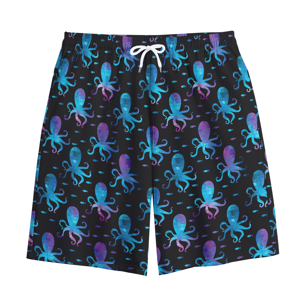 Purple And Teal Octopus Pattern Print Cotton Shorts