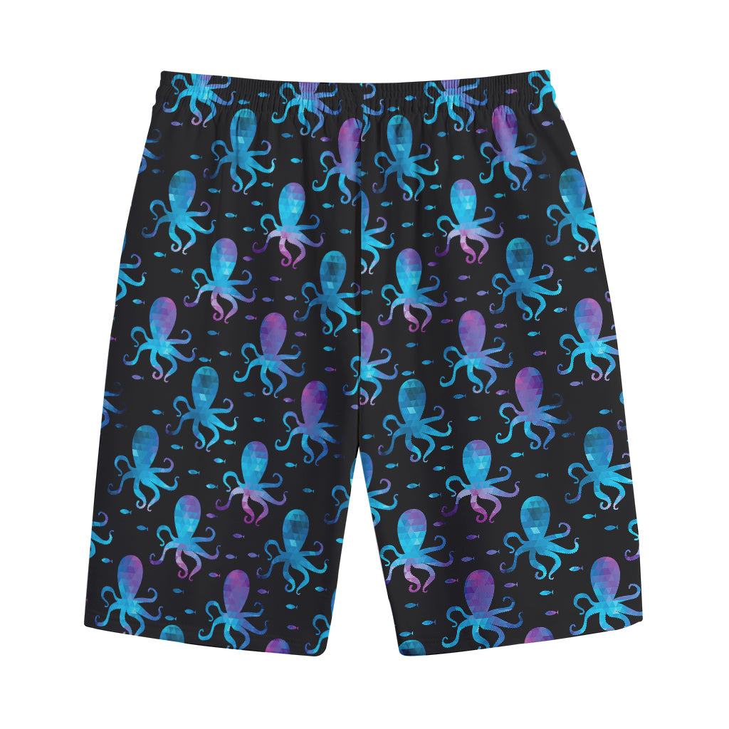 Purple And Teal Octopus Pattern Print Cotton Shorts