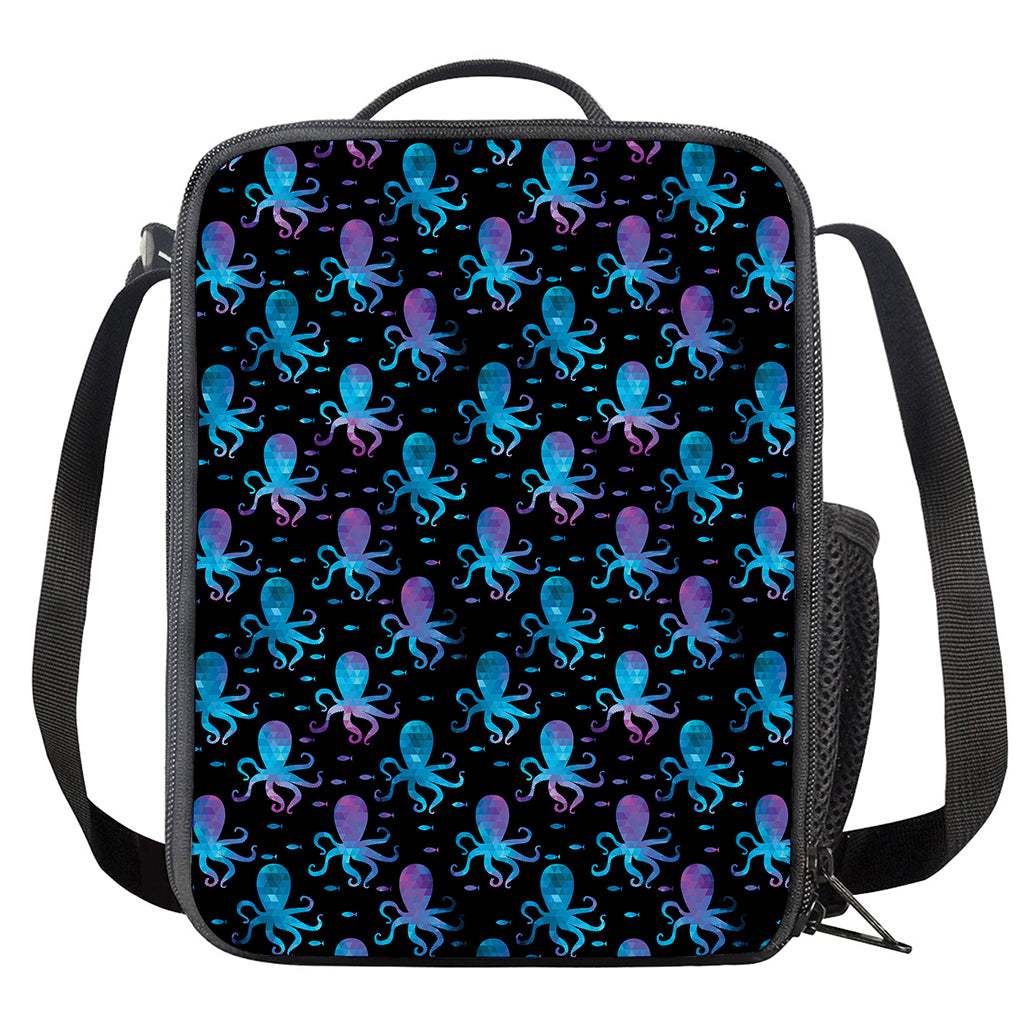 Purple And Teal Octopus Pattern Print Crossbody Lunch Bag