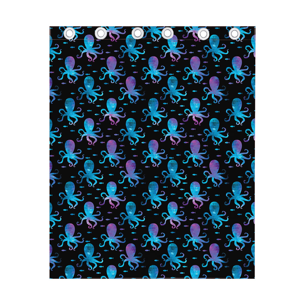 Purple And Teal Octopus Pattern Print Curtain