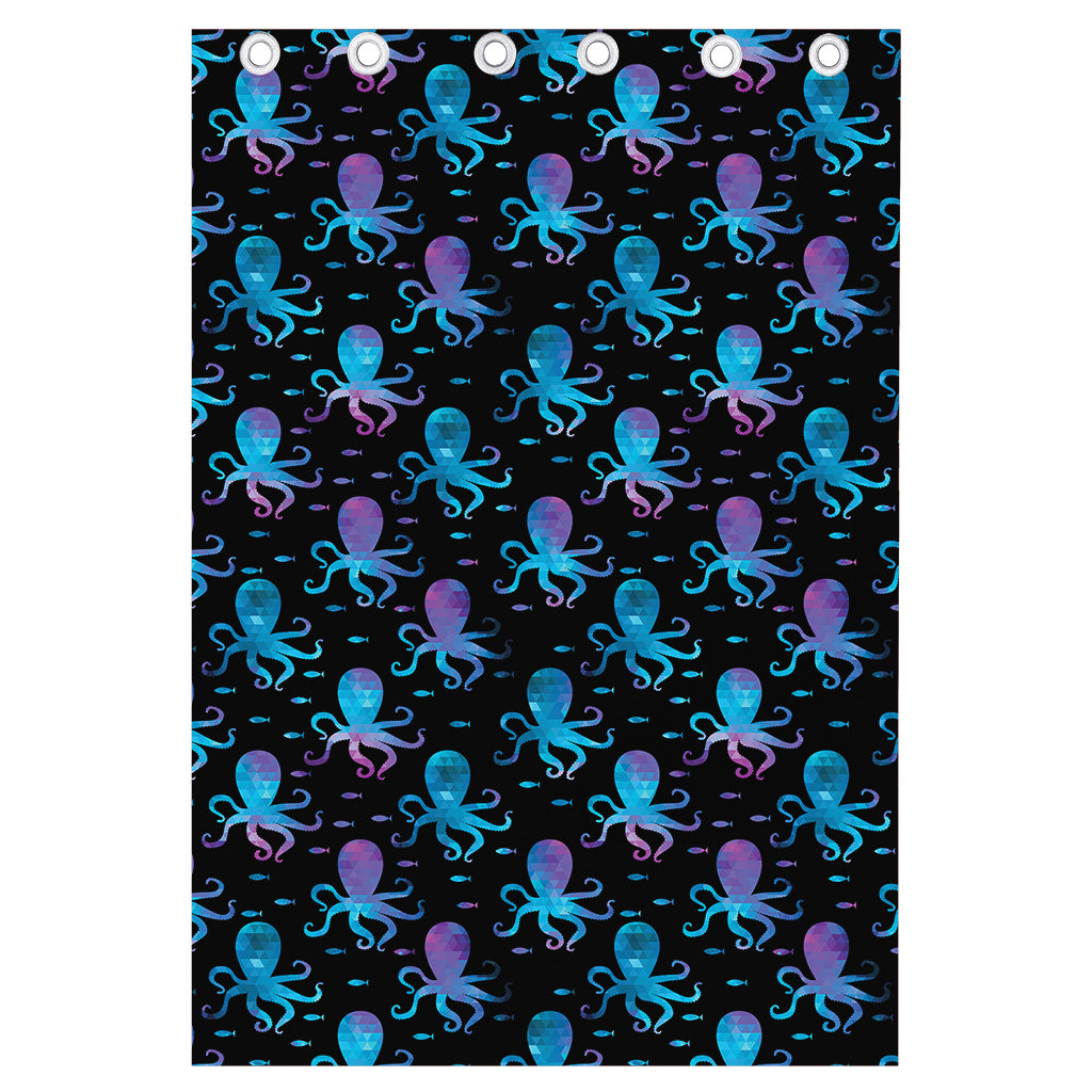 Purple And Teal Octopus Pattern Print Curtain