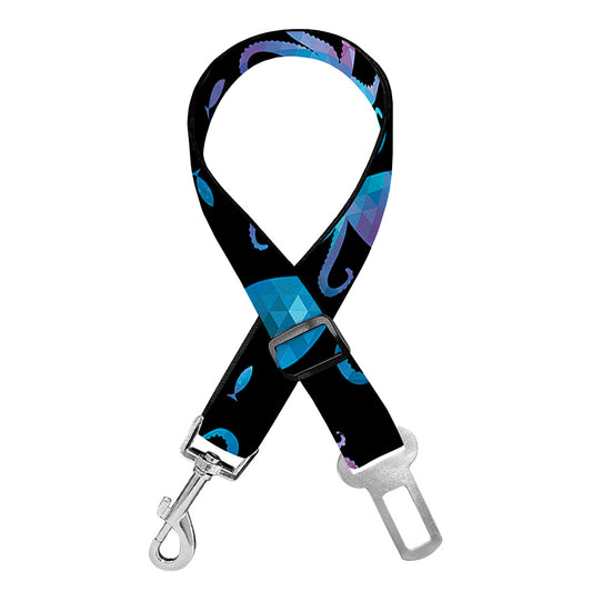 Purple And Teal Octopus Pattern Print Dog Seat Belt