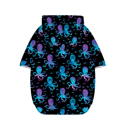 Purple And Teal Octopus Pattern Print Dog Zip Up Hoodie