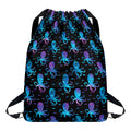 Purple And Teal Octopus Pattern Print Drawstring Backpack