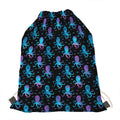 Purple And Teal Octopus Pattern Print Drawstring Bag