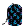 Purple And Teal Octopus Pattern Print Drawstring Makeup Bag