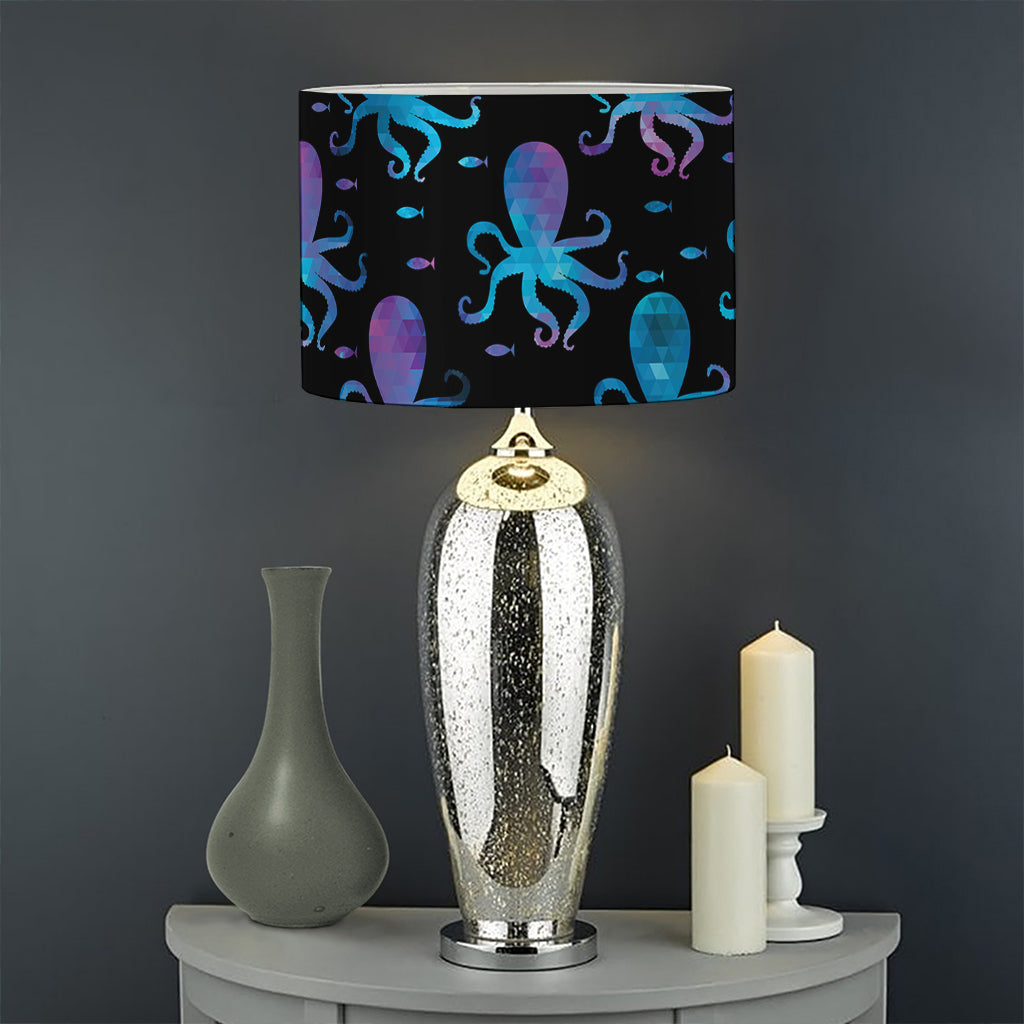 Purple And Teal Octopus Pattern Print Drum Lamp Shade