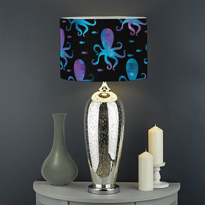 Purple And Teal Octopus Pattern Print Drum Lamp Shade