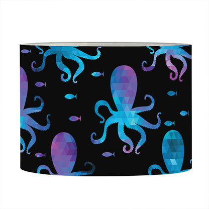 Purple And Teal Octopus Pattern Print Drum Lamp Shade