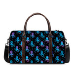 Purple And Teal Octopus Pattern Print Duffle Bag