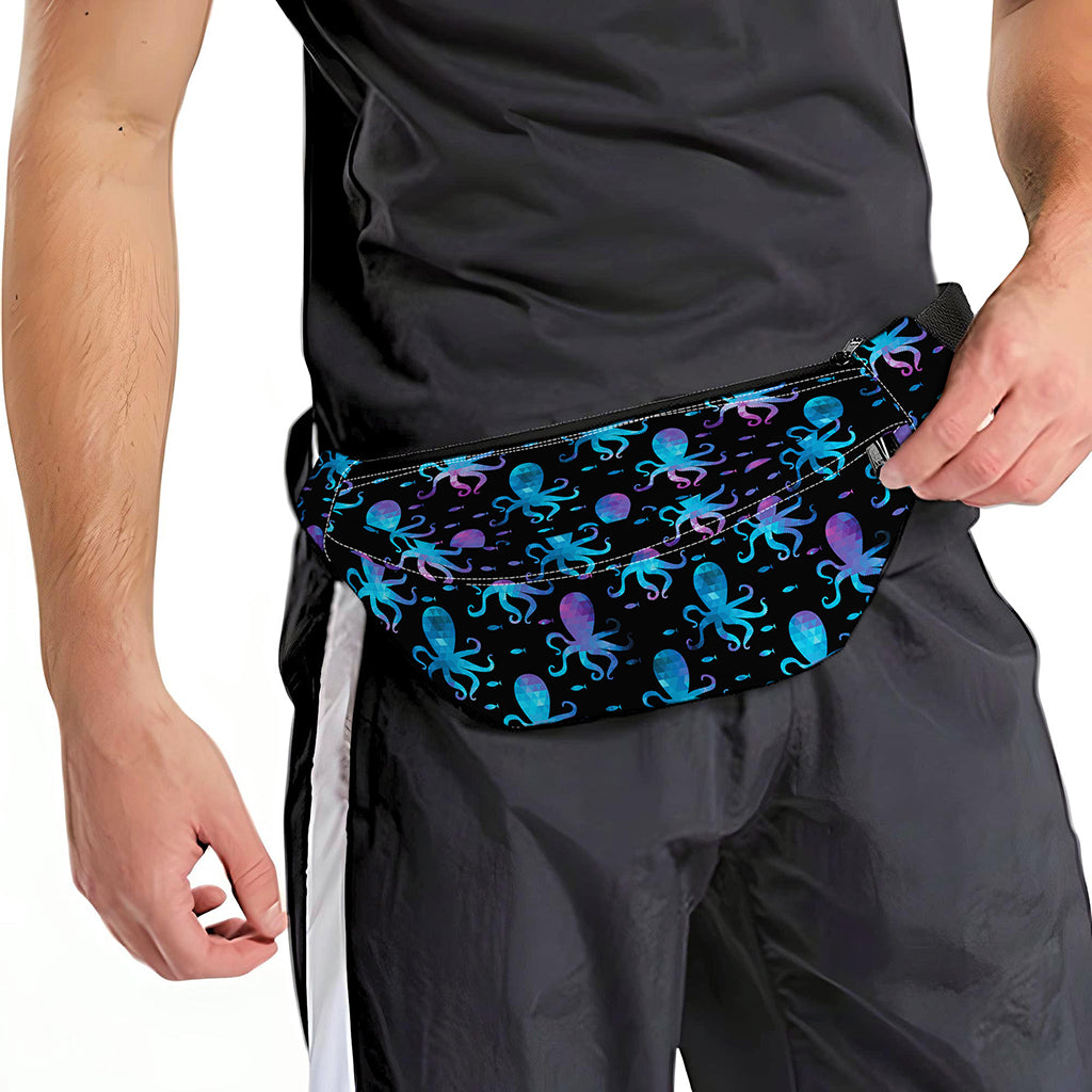 Purple And Teal Octopus Pattern Print Fanny Pack