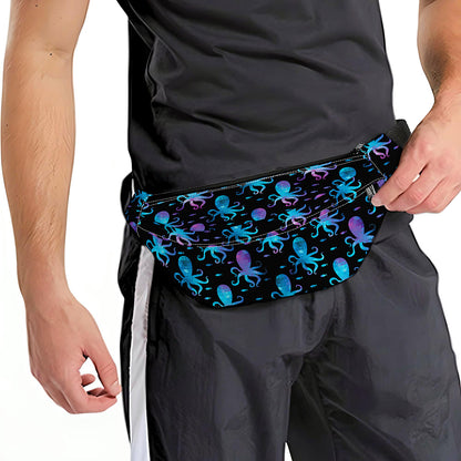 Purple And Teal Octopus Pattern Print Fanny Pack