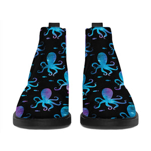 Purple And Teal Octopus Pattern Print Flat Ankle Boots