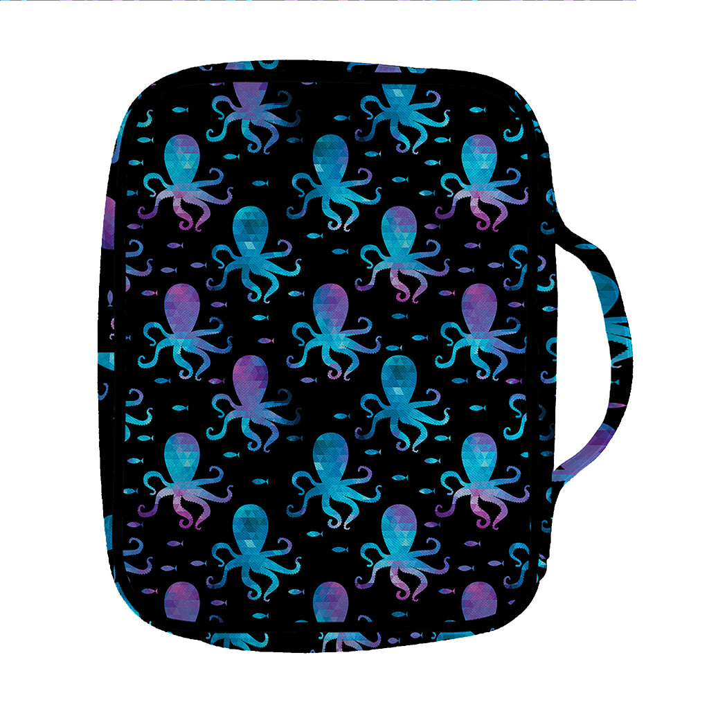 Purple And Teal Octopus Pattern Print Front Pocket Bible Bag