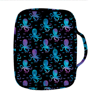 Purple And Teal Octopus Pattern Print Front Pocket Bible Bag