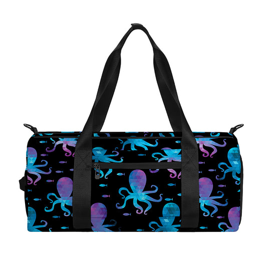 Purple And Teal Octopus Pattern Print Gym Bag