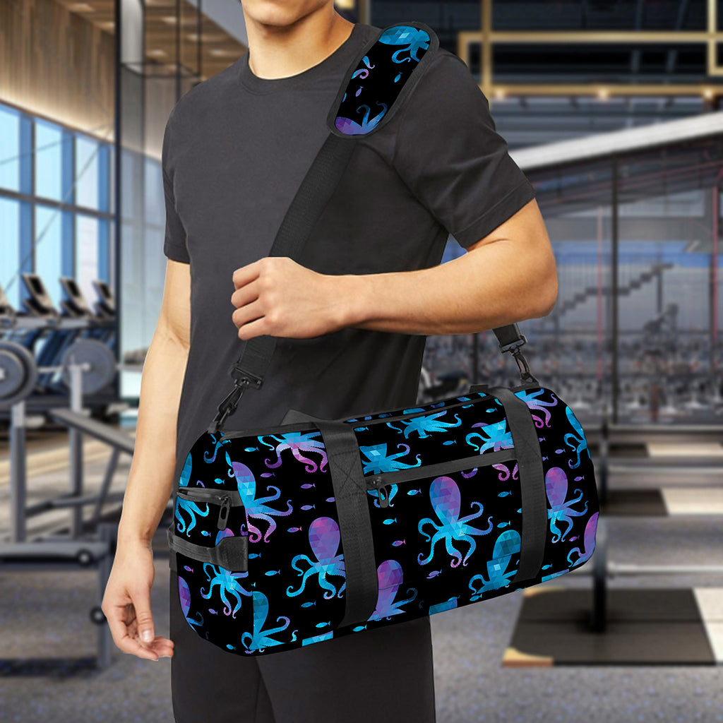 Purple And Teal Octopus Pattern Print Gym Bag