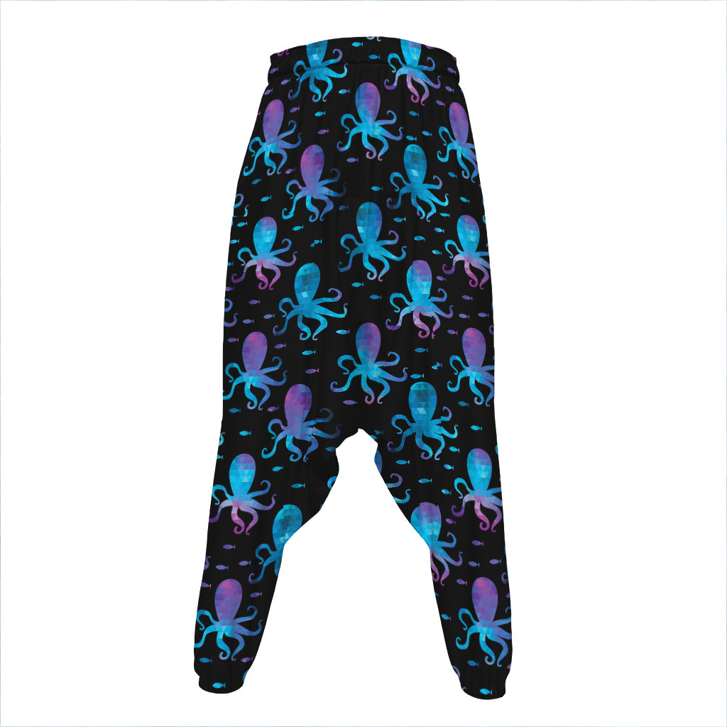 Purple And Teal Octopus Pattern Print Hammer Pants