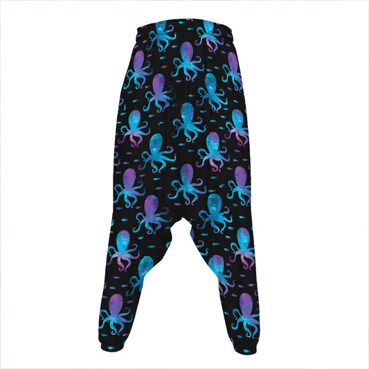 Purple And Teal Octopus Pattern Print Hammer Pants