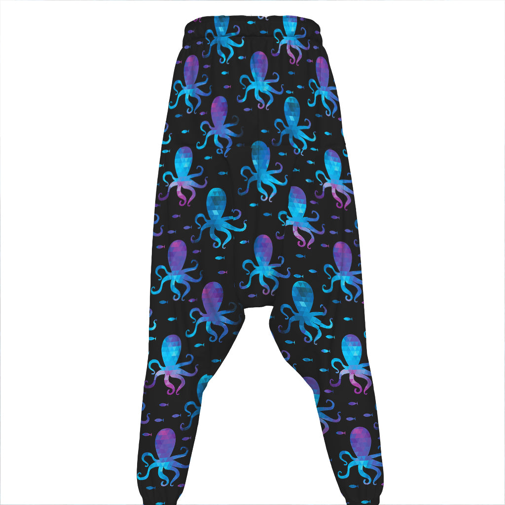 Purple And Teal Octopus Pattern Print Hammer Pants