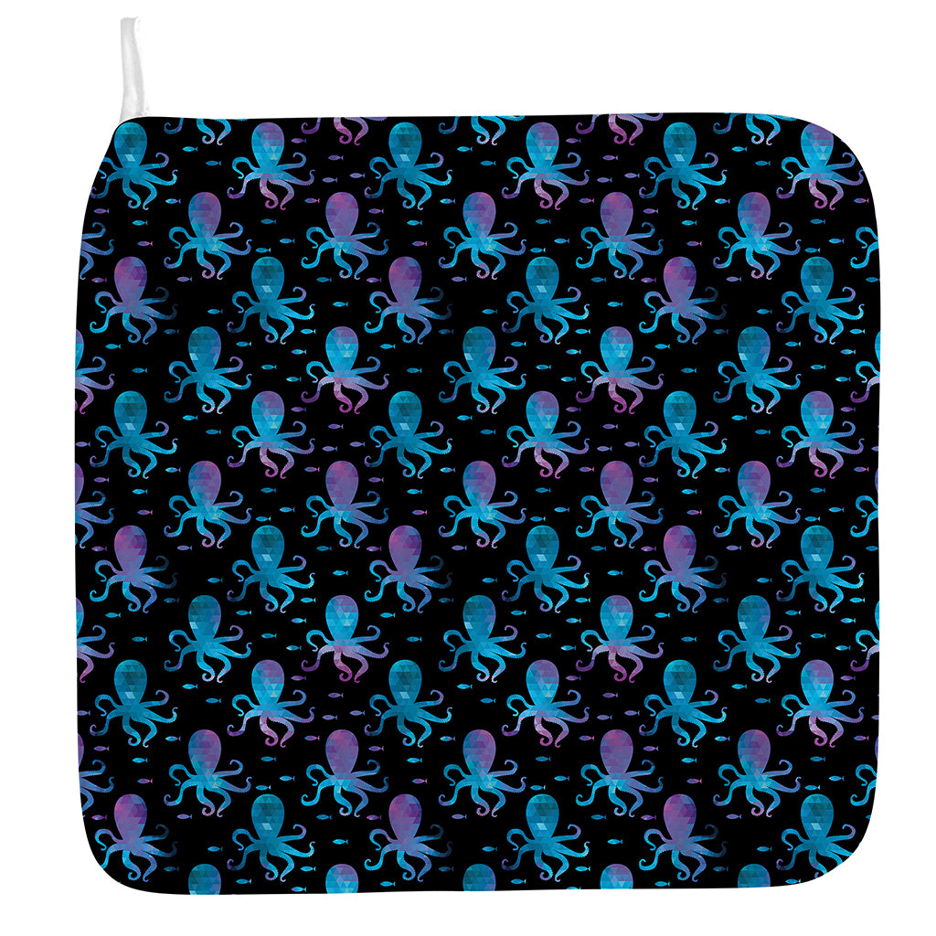 Purple And Teal Octopus Pattern Print Hand Towel