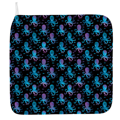 Purple And Teal Octopus Pattern Print Hand Towel