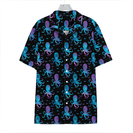 Purple And Teal Octopus Pattern Print Hawaiian Shirt