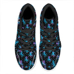 Purple And Teal Octopus Pattern Print High Top Leather Sneakers