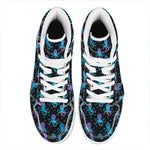 Purple And Teal Octopus Pattern Print High Top Leather Sneakers
