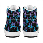 Purple And Teal Octopus Pattern Print High Top Leather Sneakers