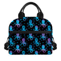 Purple And Teal Octopus Pattern Print Insulated Lunch Bag