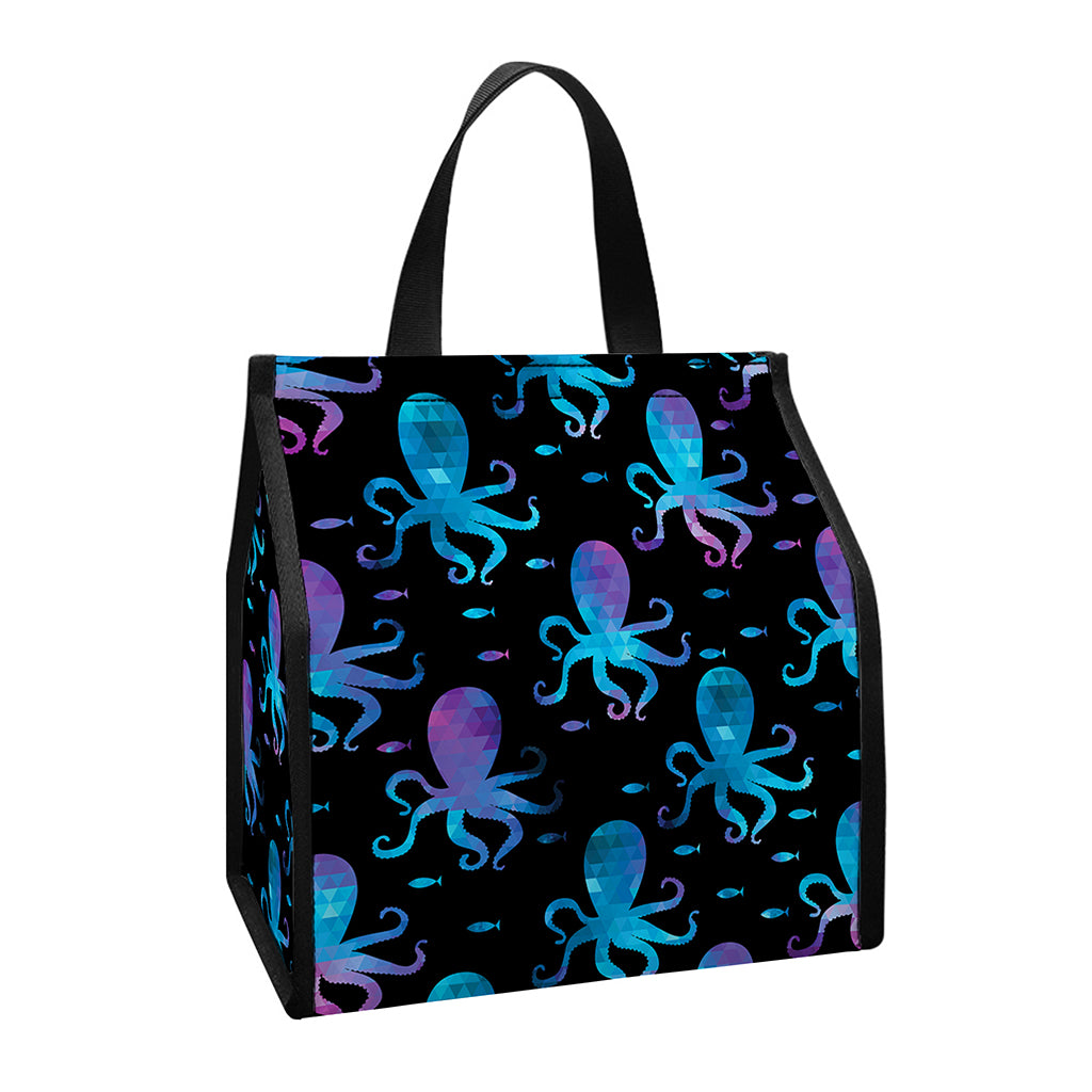 Purple And Teal Octopus Pattern Print Insulated Lunch Tote