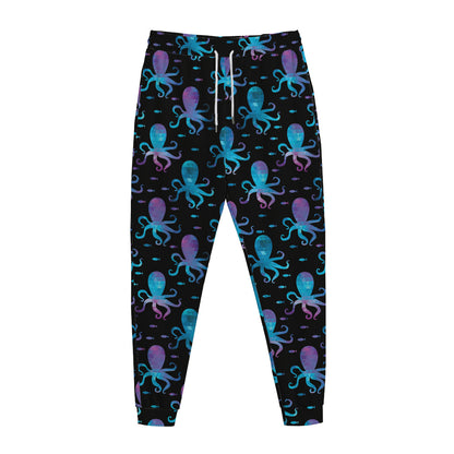 Purple And Teal Octopus Pattern Print Jogger Pants