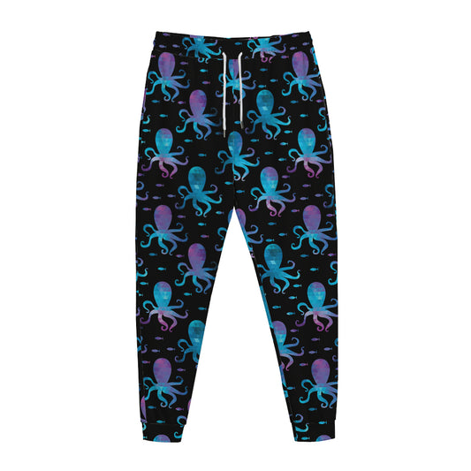 Purple And Teal Octopus Pattern Print Jogger Pants
