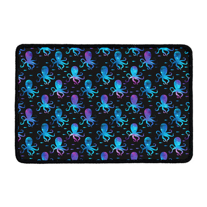 Purple And Teal Octopus Pattern Print Kitchen Mat
