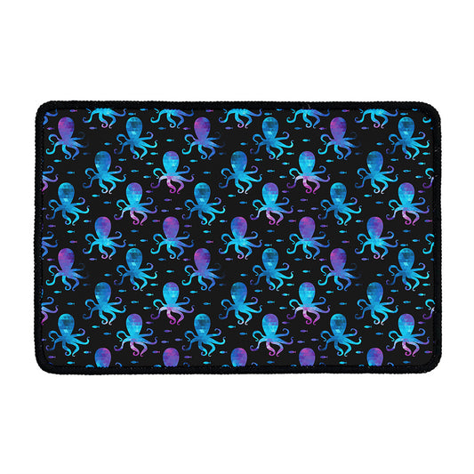 Purple And Teal Octopus Pattern Print Kitchen Mat