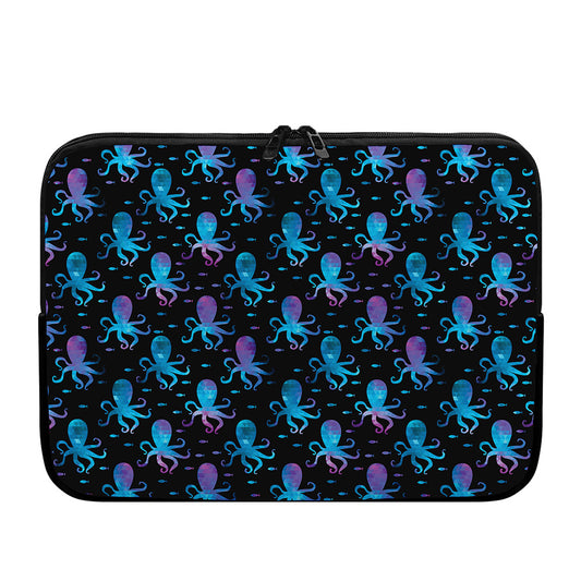Purple And Teal Octopus Pattern Print Laptop Sleeve