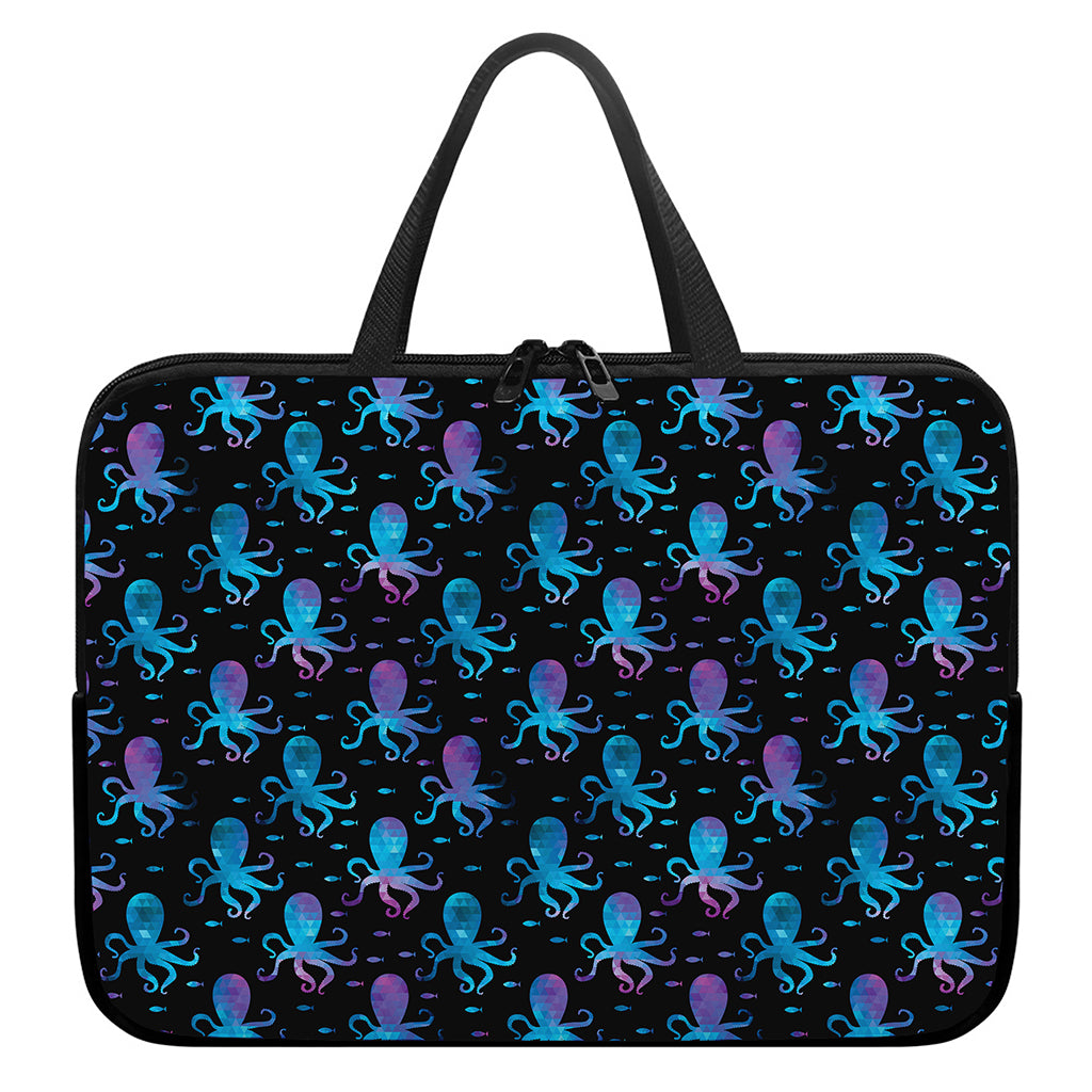 Purple And Teal Octopus Pattern Print Laptop Sleeve With Handle