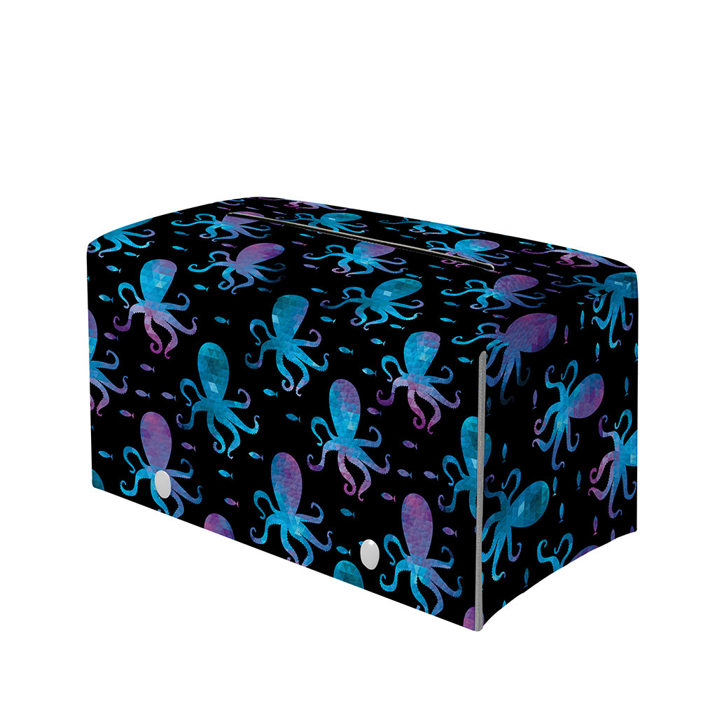 Purple And Teal Octopus Pattern Print Leather Tissue Box Cover
