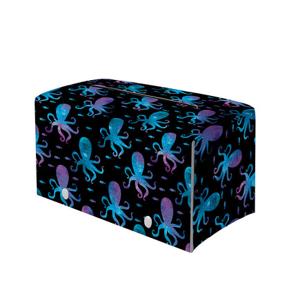 Purple And Teal Octopus Pattern Print Leather Tissue Box Cover