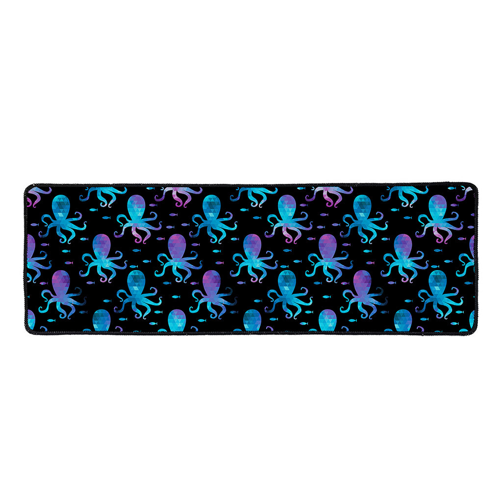 Purple And Teal Octopus Pattern Print Long Kitchen Mat