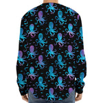 Purple And Teal Octopus Pattern Print Long Sleeve Baseball Jersey