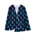 Purple And Teal Octopus Pattern Print Long Sleeve Short Coat
