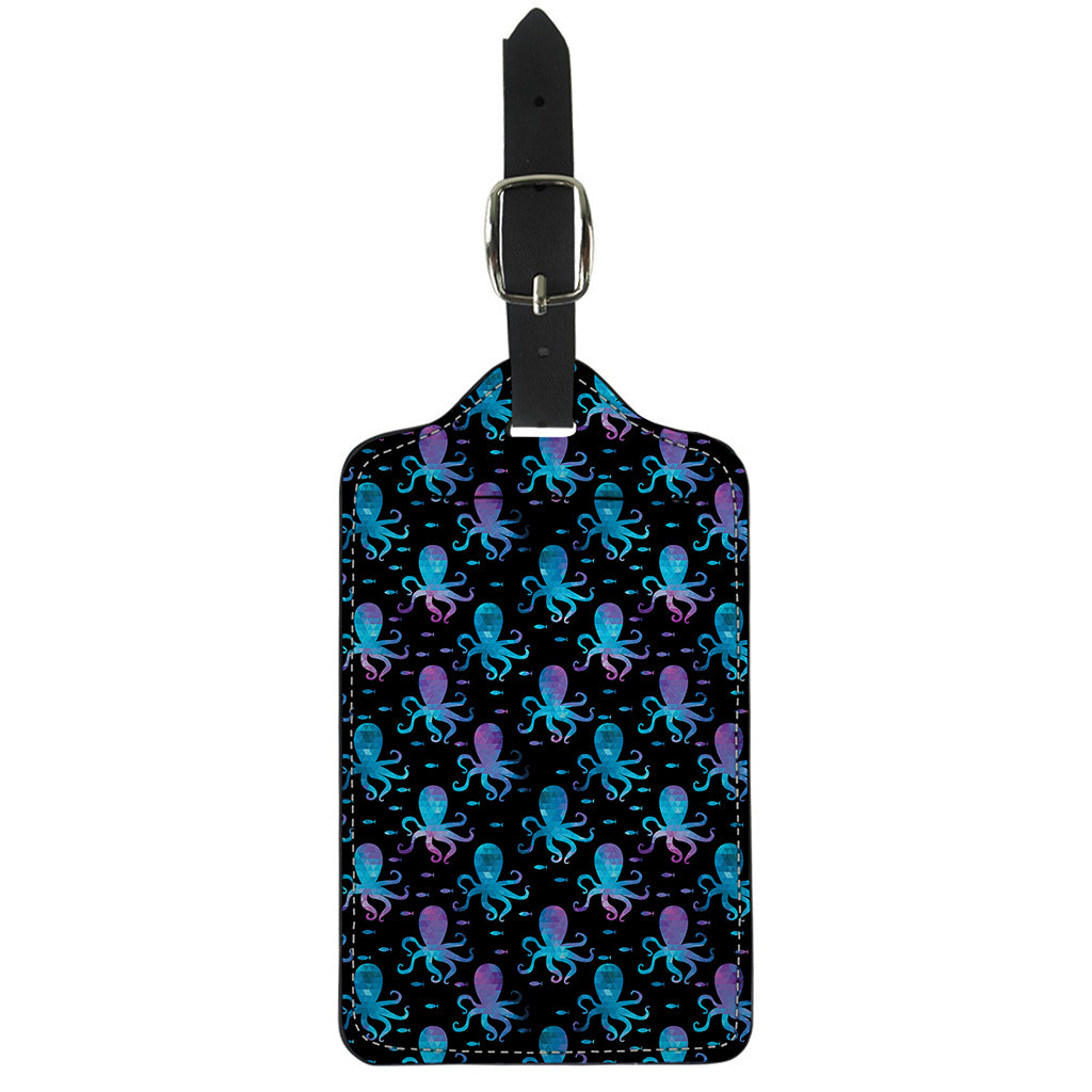 Purple And Teal Octopus Pattern Print Luggage Tag