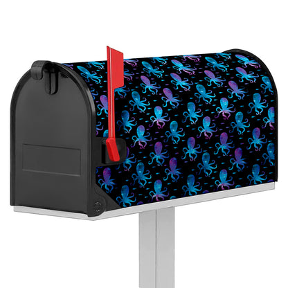 Purple And Teal Octopus Pattern Print Mailbox Cover