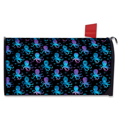 Purple And Teal Octopus Pattern Print Mailbox Cover