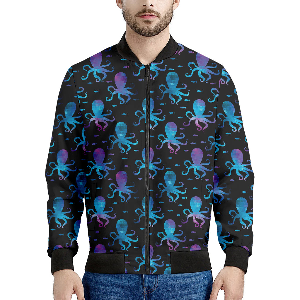 Purple And Teal Octopus Pattern Print Men's Bomber Jacket